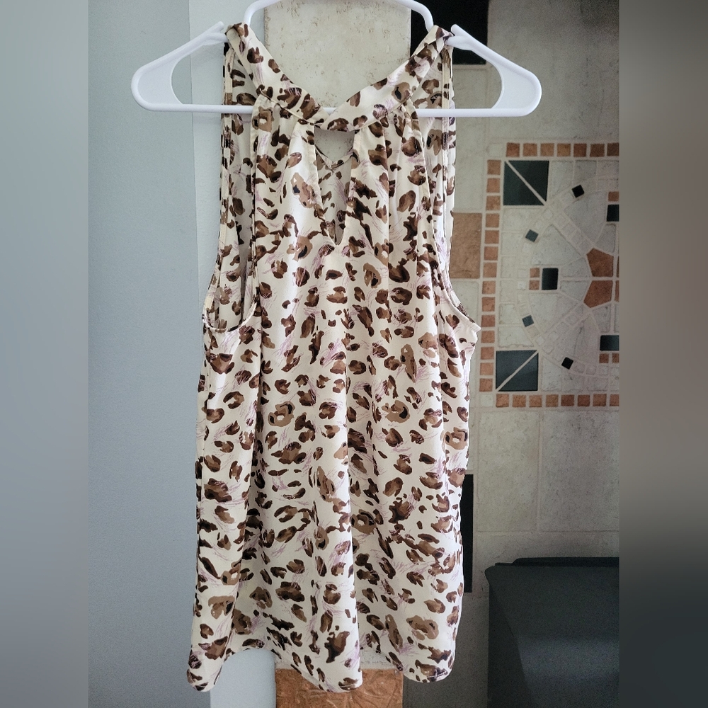 Pleione Leopard Print Tank Top Blouse